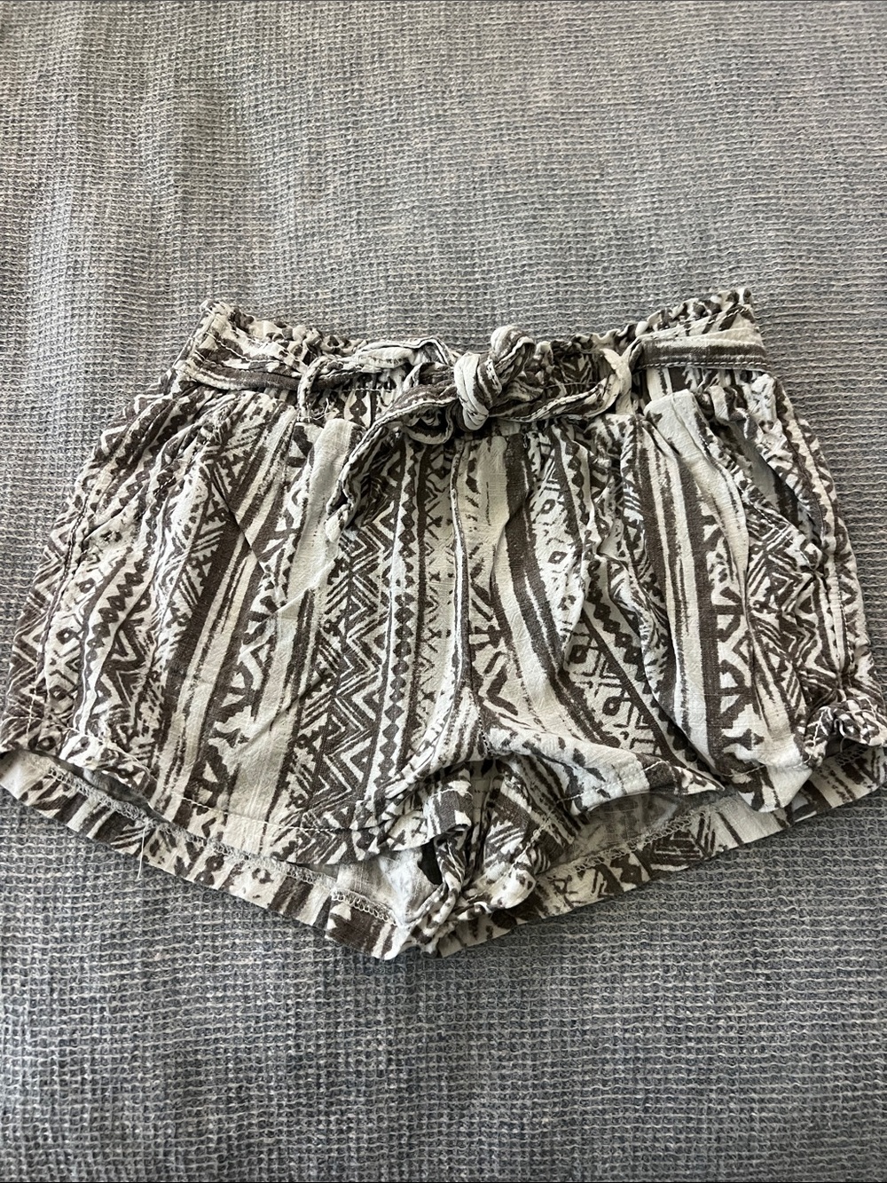 Cali 150 Boho-Print Women's Tie-Waist Shorts in Brown & Cream